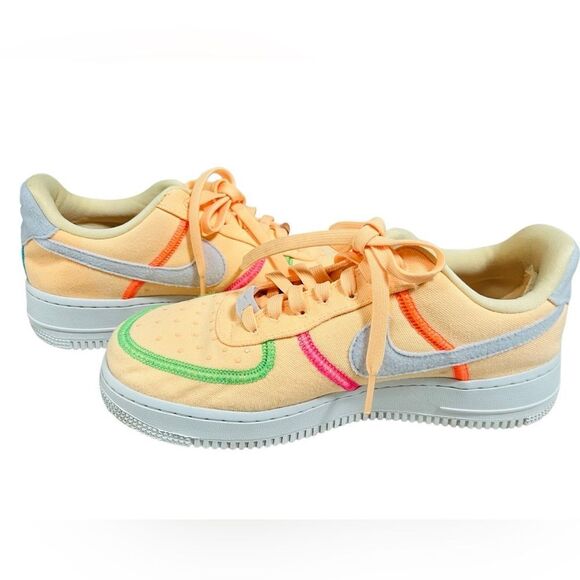 NIKE The Wmns Air Force 1 '07 Low LX 'Stitched Canvas - Melon Tint' size 7.5 - Picture 4 of 8